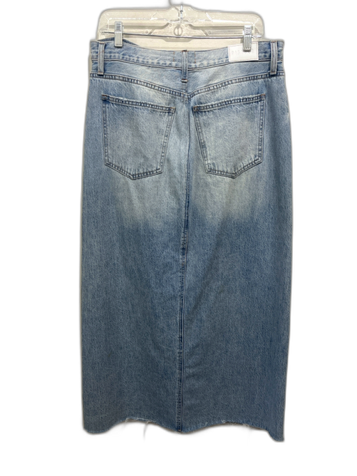 Pistola Size M Light Wash Cotton Distressed Front Slit Midi Skirt Light Wash / M
