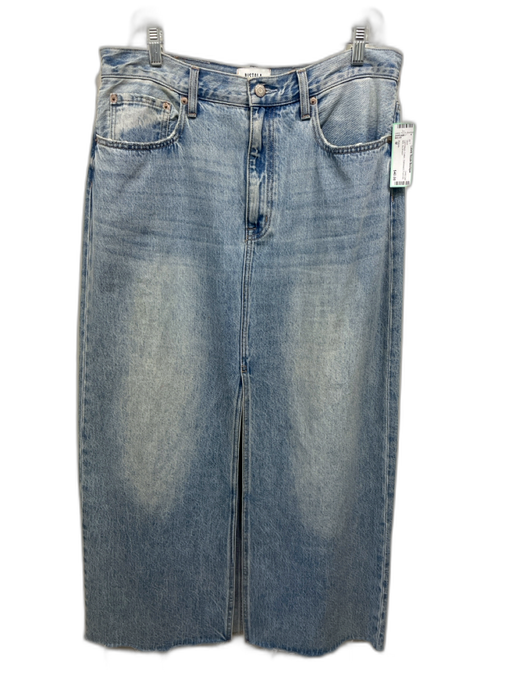 Pistola Size M Light Wash Cotton Distressed Front Slit Midi Skirt Light Wash / M