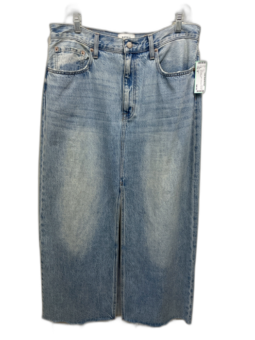 Pistola Size M Light Wash Cotton Distressed Front Slit Midi Skirt Light Wash / M