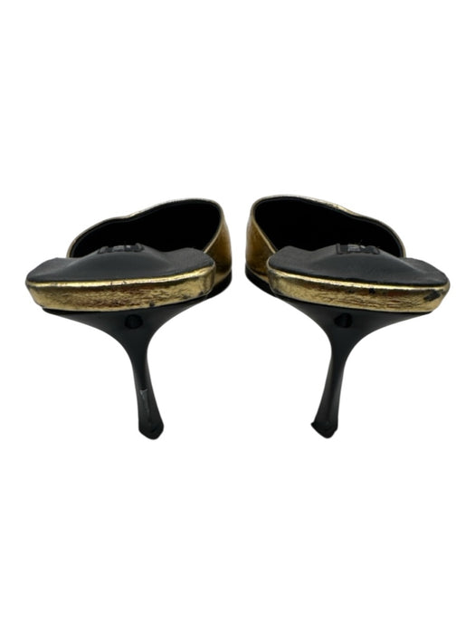 Tony Bianco Shoe Size 8.5 Gold Leather Upper Foil Pointed Toe Mid Heel Mules Gold / 8.5