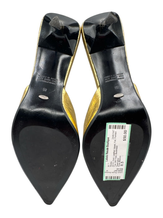 Tony Bianco Shoe Size 8.5 Gold Leather Upper Foil Pointed Toe Mid Heel Mules Gold / 8.5