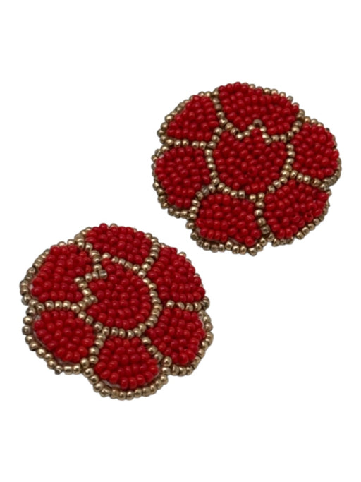Olivia Dar Red & Gold Beaded Flower Post Back Earrings Red & Gold