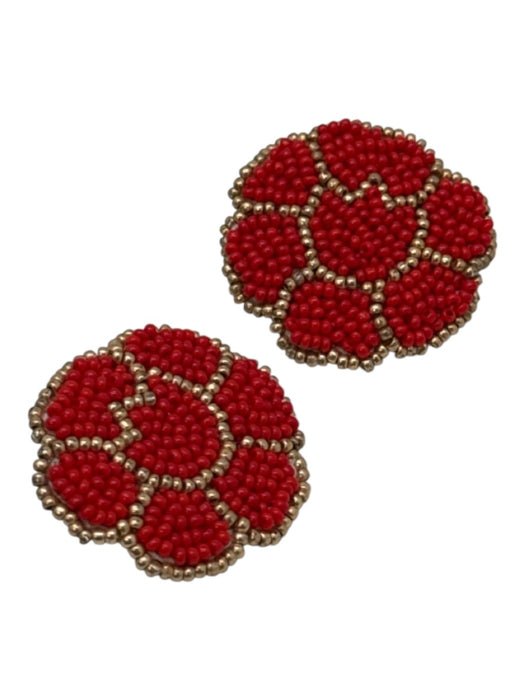 Olivia Dar Red & Gold Beaded Flower Post Back Earrings Red & Gold