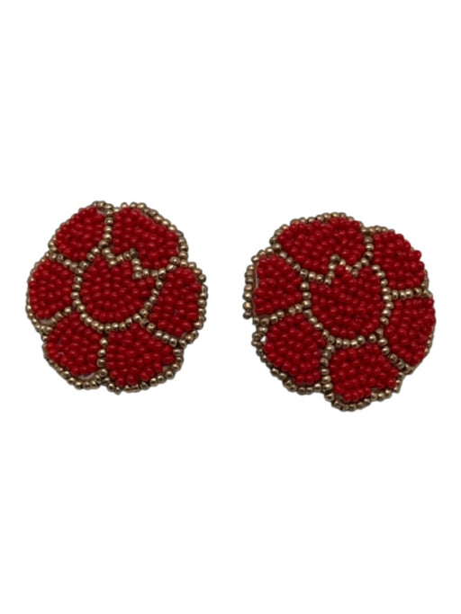 Olivia Dar Red & Gold Beaded Flower Post Back Earrings Red & Gold