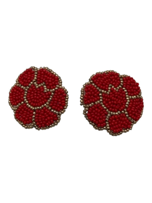 Olivia Dar Red & Gold Beaded Flower Post Back Earrings Red & Gold
