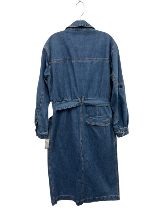 Veronica Beard Size 10 Medium Wash Cotton Denim Long Sleeve Button Front Dress Medium Wash / 10