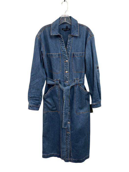 Veronica Beard Size 10 Medium Wash Cotton Denim Long Sleeve Button Front Dress Medium Wash / 10