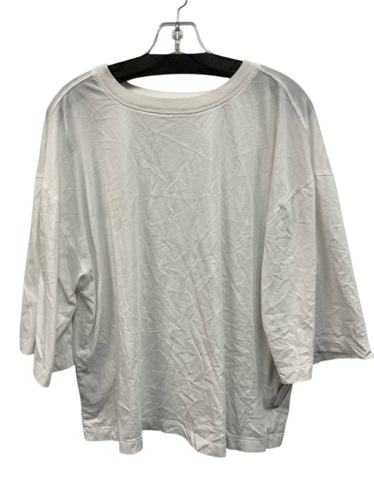 Maeve Size Medium White Cotton Blend Half Sleeve Top White / Medium