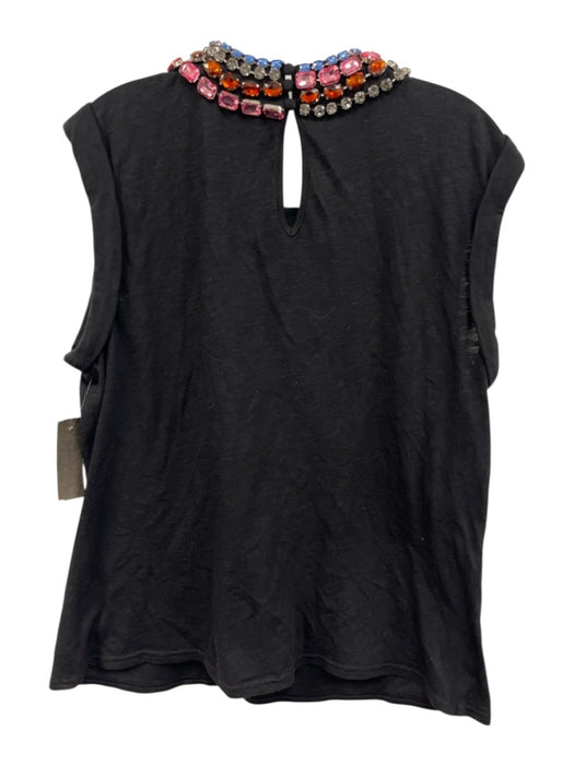 Cinq a Sept Size Medium Black & Multi Cotton Sleeveless Heathered Top Black & Multi / Medium