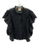 Farm Rio Size XL Black Cotton Long puff sleeve Lace Detail Pintuck Top Black / XL