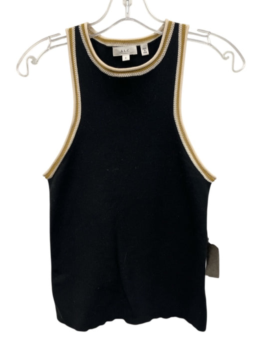A.L.C. Size Small Black, Yellow, White Cotton Blend Sleeveless Knit Top Black, Yellow, White / Small