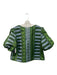 Emily McCarthy Size Large Green & Blue Polyester Blend Short Puff Sleeve Top Green & Blue / Large