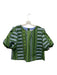 Emily McCarthy Size Large Green & Blue Polyester Blend Short Puff Sleeve Top Green & Blue / Large