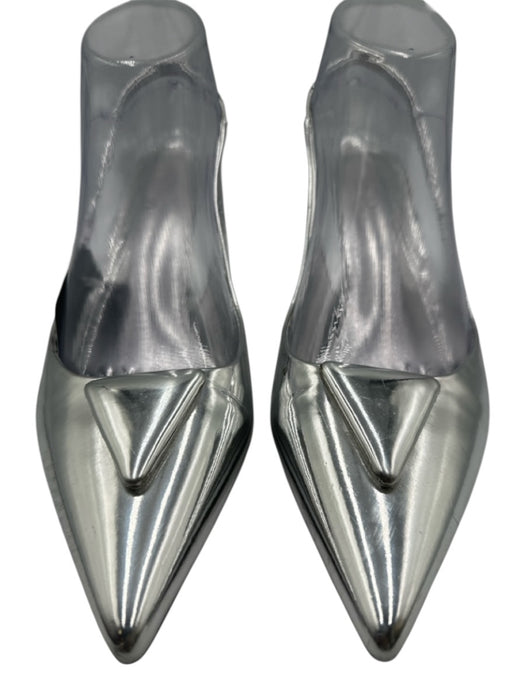 Tony Bianco Shoe Size 8.5 Silver Metallic Leather Lined Pointed Toe Pumps Silver Metallic / 8.5