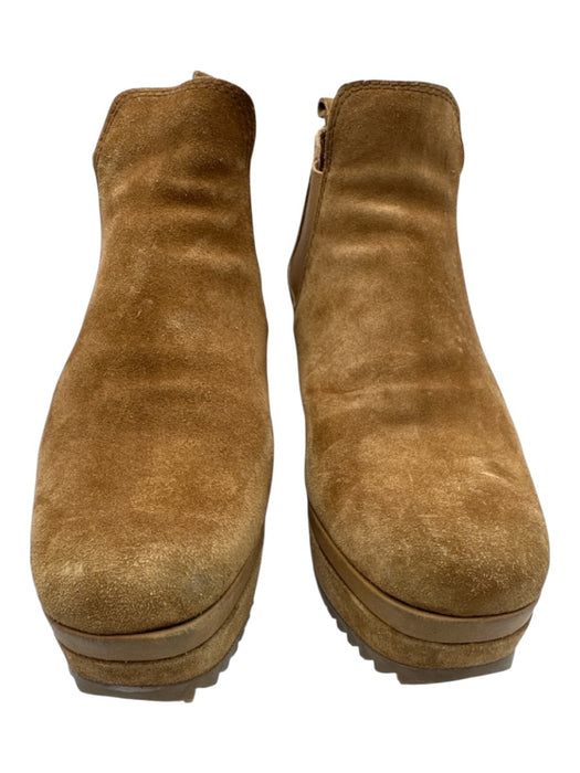Pedro Garcia Shoe Size 39 Tan Brown Suede Upper Rods Chelsea Platform Booties Tan Brown / 39