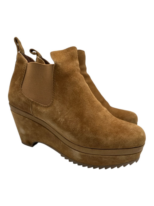 Pedro Garcia Shoe Size 39 Tan Brown Suede Upper Rods Chelsea Platform Booties Tan Brown / 39