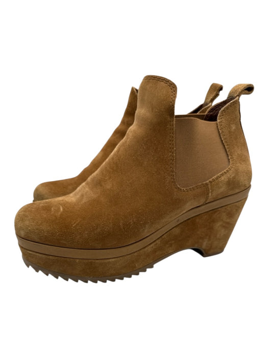 Pedro Garcia Shoe Size 39 Tan Brown Suede Upper Rods Chelsea Platform Booties Tan Brown / 39