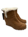 Ugg Shoe Size 9 Tan Brown Sheep Leather Shearling Round Toe Wedge Booties Tan Brown / 9