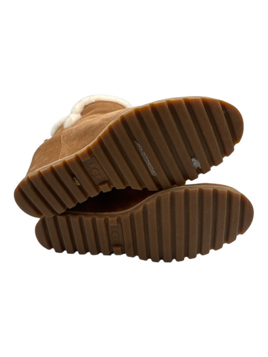 Ugg Shoe Size 9 Tan Brown Sheep Leather Shearling Round Toe Wedge Booties Tan Brown / 9