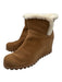 Ugg Shoe Size 9 Tan Brown Sheep Leather Shearling Round Toe Wedge Booties Tan Brown / 9