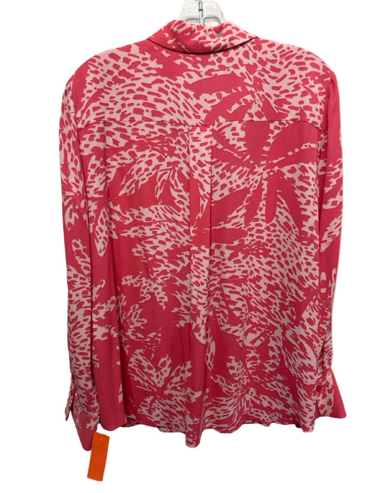 Lafayette 148 Size M Pink Viscose Abstract Print Button Up Long Sleeve Shirt Top