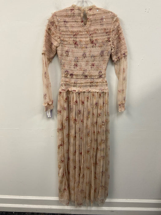 Needle & Thread Size 2 Pink & Multi Nylon Mesh Overlay Smocked Bodice Dress