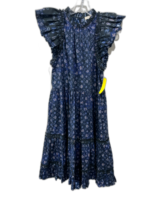 Ulla Johnson Size S Blue & White Cotton Abstract Dots Flutter Cap Sleeve Dress Blue & White / S