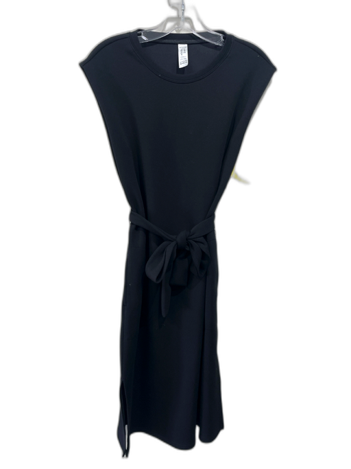 Spanx Size M Black Modal & Polyester Blend Sleeveless Crew Neck Below Knee Dress Black / M