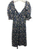 Hill House Size Medium Navy, Green, Pink Cotton Short Puff Sleeve Floral Dress Navy, Green, Pink / Medium