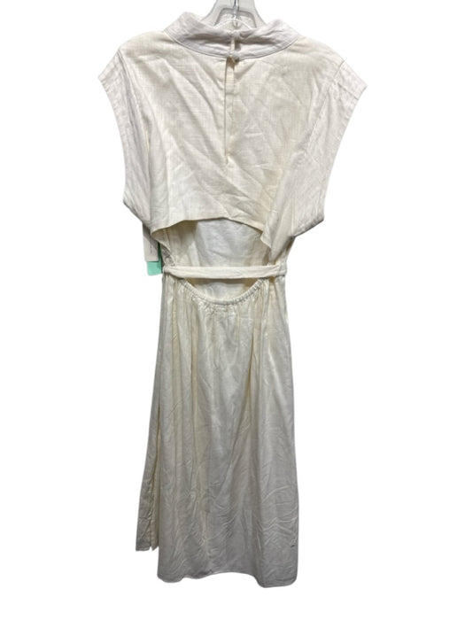 Porridge Size Large Cream White Rayon Blend Cap Sleeve Mock Collar Dress Cream White / Large