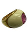 Kenneth Jay Lane Cream & pink Enamel Jewel Gold Hardware Domed Ring Cream & pink