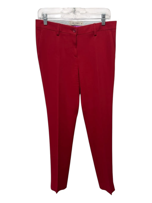 Etro Size 42 Red Viscose Low Rise Button & Zip Front Trouser Pants Red / 42