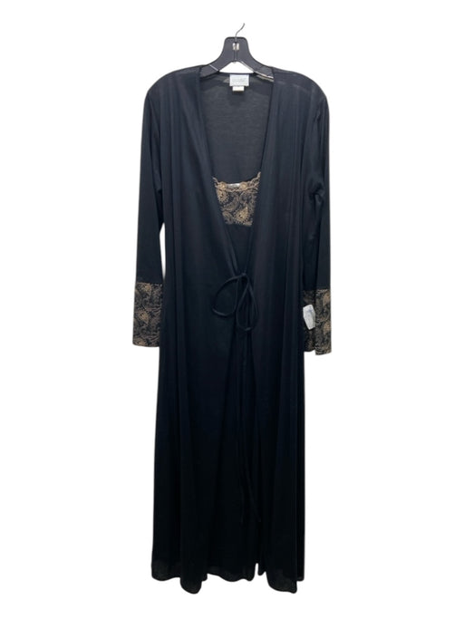 Hanro Size XS Black & Beige Cotton stiching Empire Waist Robe Included Dress Set Black & Beige / XS