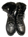 Charles David Shoe Size 7 Black Leather Almond Toe lace up High Top Boots Black / 7