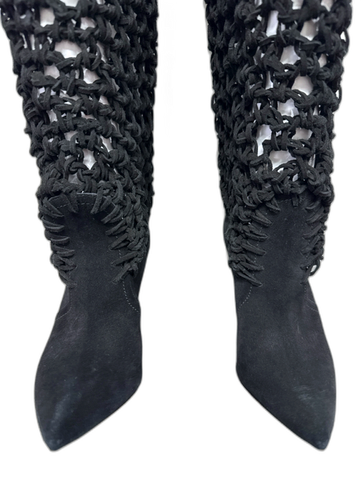 Saint Laurent Shoe Size 37.5 Black Suede Leather Upper Over the Knee Boots Black / 37.5