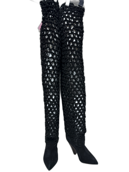 Saint Laurent Shoe Size 37.5 Black Suede Leather Upper Over the Knee Boots Black / 37.5