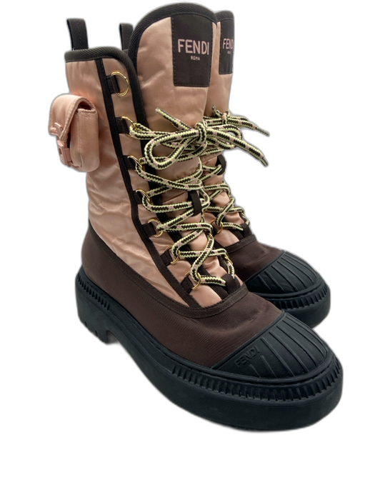 Fendi Shoe Size 37 Pink, Brown, Black textile & synthetic Fleece Lined Boots Pink, Brown, Black / 37