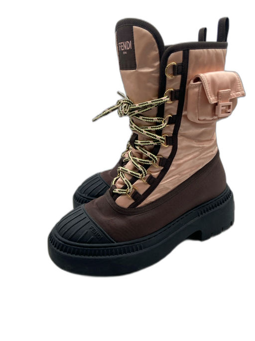 Fendi Shoe Size 37 Pink, Brown, Black textile & synthetic Fleece Lined Boots Pink, Brown, Black / 37