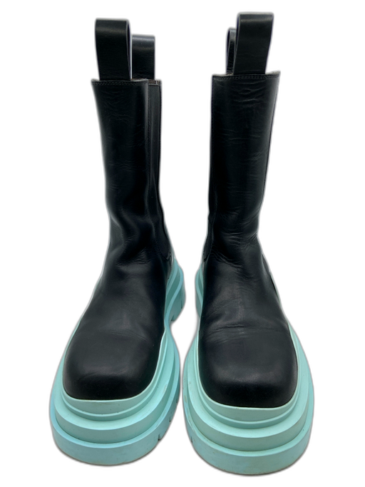 Bottega Veneta Shoe Size 36.5 Black & Turquoise Leather & Rubber Mid Calf Boots Black & Turquoise / 36.5
