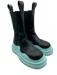 Bottega Veneta Shoe Size 36.5 Black & Turquoise Leather & Rubber Mid Calf Boots Black & Turquoise / 36.5
