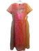 Staud Size XS Orange, Pink, Blue Polyester Short Sleeve Floral Sheer Dress Orange, Pink, Blue / XS