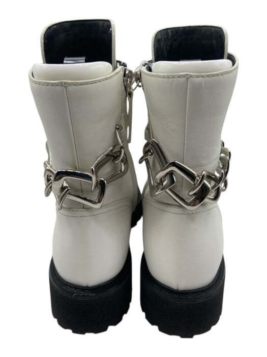 Giuseppe Zanotti Shoe Size 37.5 White & Black Leather Upper Lug Sole Boots White & Black / 37.5