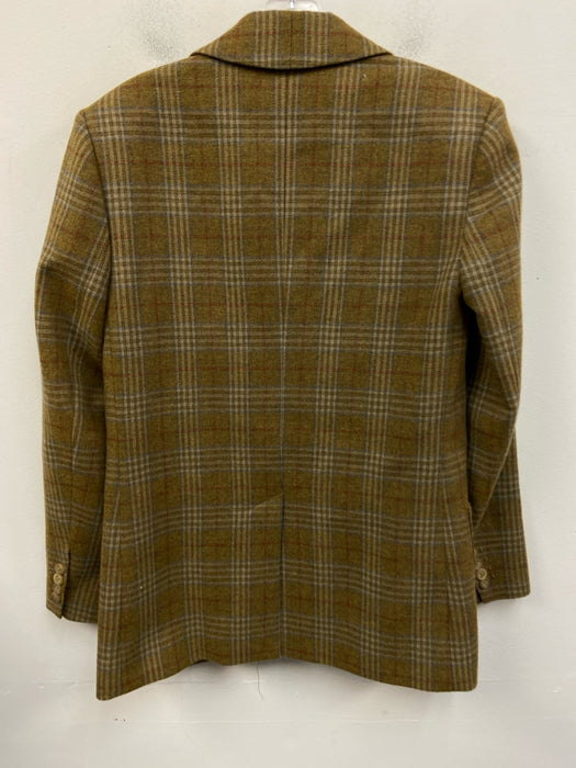 Tibi Size XS Brown, Red, Blue Wool Blend Long Sleeve Plaid Button Front Jacket