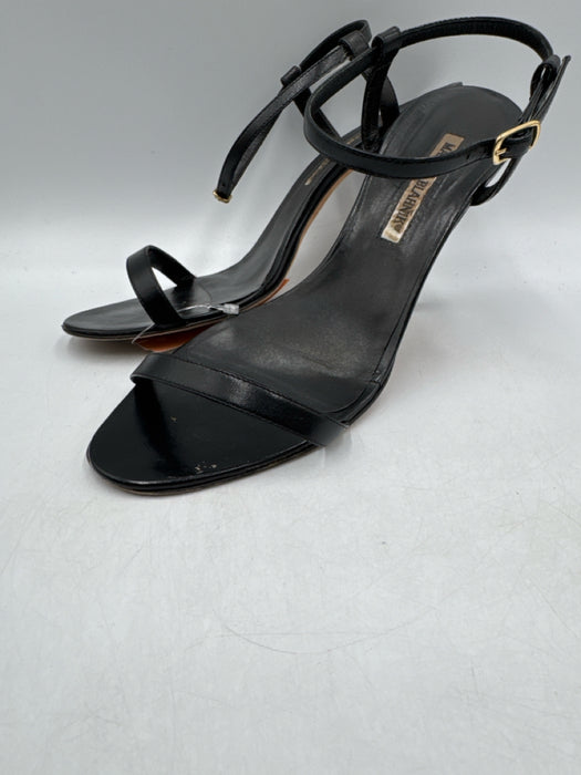 Manolo Blahnik Shoe Size 39 Black Leather Ankle Strap Open Toe Sandals