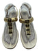 Tory Burch Shoe Size 8.5 Cream & Gold Leather Thong Gold Hardware Sandals Cream & Gold / 8.5