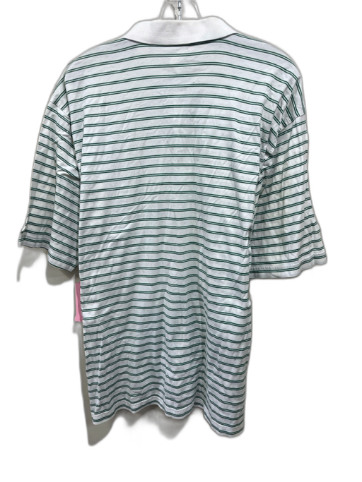 Augusta Natl Golf AS IS Size XL Green & White Cotton Striped Polo Short Sleeve Green & White / XL