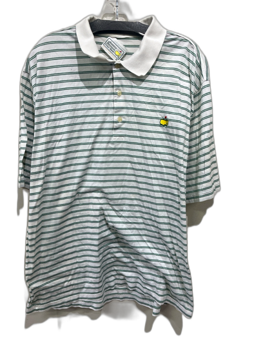Augusta Natl Golf AS IS Size XL Green & White Cotton Striped Polo Short Sleeve Green & White / XL