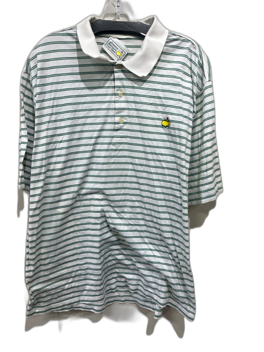Augusta Natl Golf AS IS Size XL Green & White Cotton Striped Polo Short Sleeve Green & White / XL