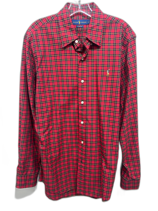 Ralph Lauren Size L Red & Multi Cotton Plaid Button Down Men's Long Sleeve Shirt Red & Multi / L