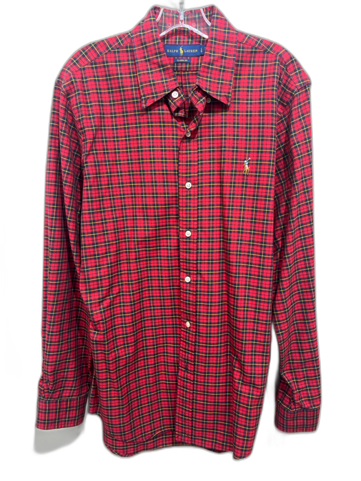 Ralph Lauren Size L Red & Multi Cotton Plaid Button Down Men's Long Sleeve Shirt Red & Multi / L